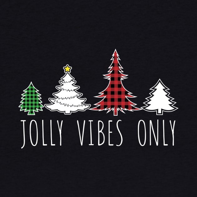 Jolly Vibes Only Colorful Plaid Christmas Trees by Brobocop